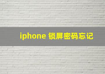 iphone 锁屏密码忘记